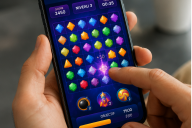 Team building Mini Jeux Digitaux - gros plan interface de jeu mobile personnalisee couleurs entreprise | © MadCityZen