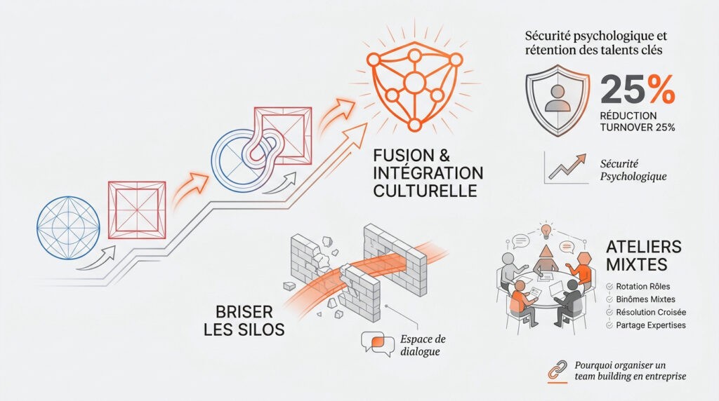 avantages stratégiques du team building lors d'une fusion d'entreprise
