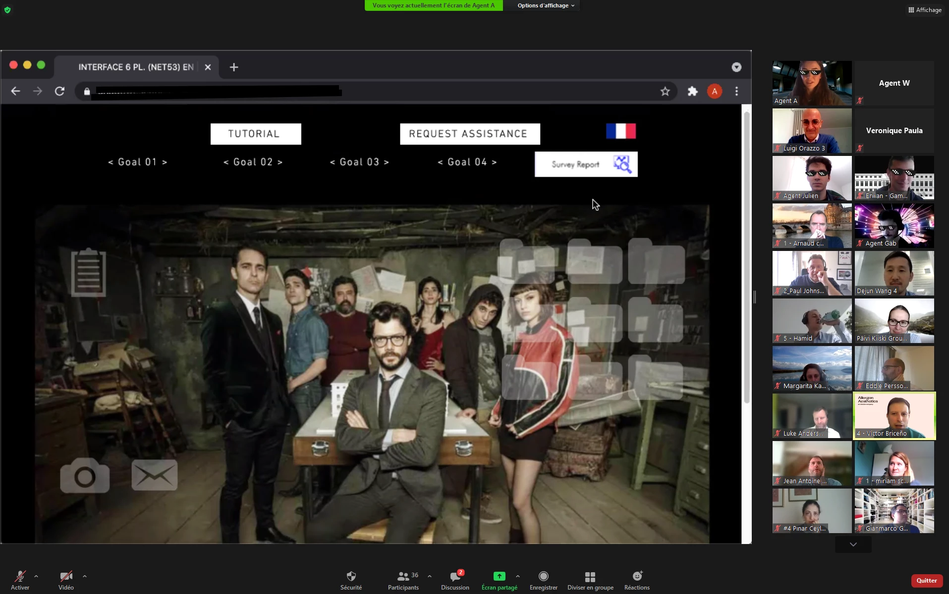 Groupe de collèges participant à un escape game en visioconférence sur la thématique de La Casa de Papel.